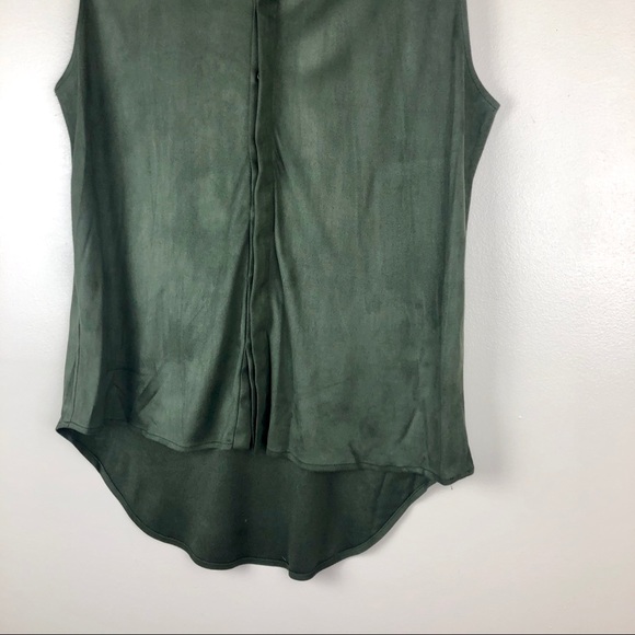 Kerisma Olive Faux Suede Hi Lo Sleeveless Shirt - Picture 5 of 8